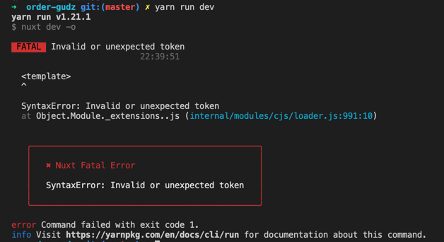 Invalid or unexpected token