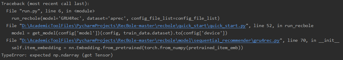 使用pre-trained embedding时报错 · Issue #1046 · RUCAIBox/RecBole · GitHub