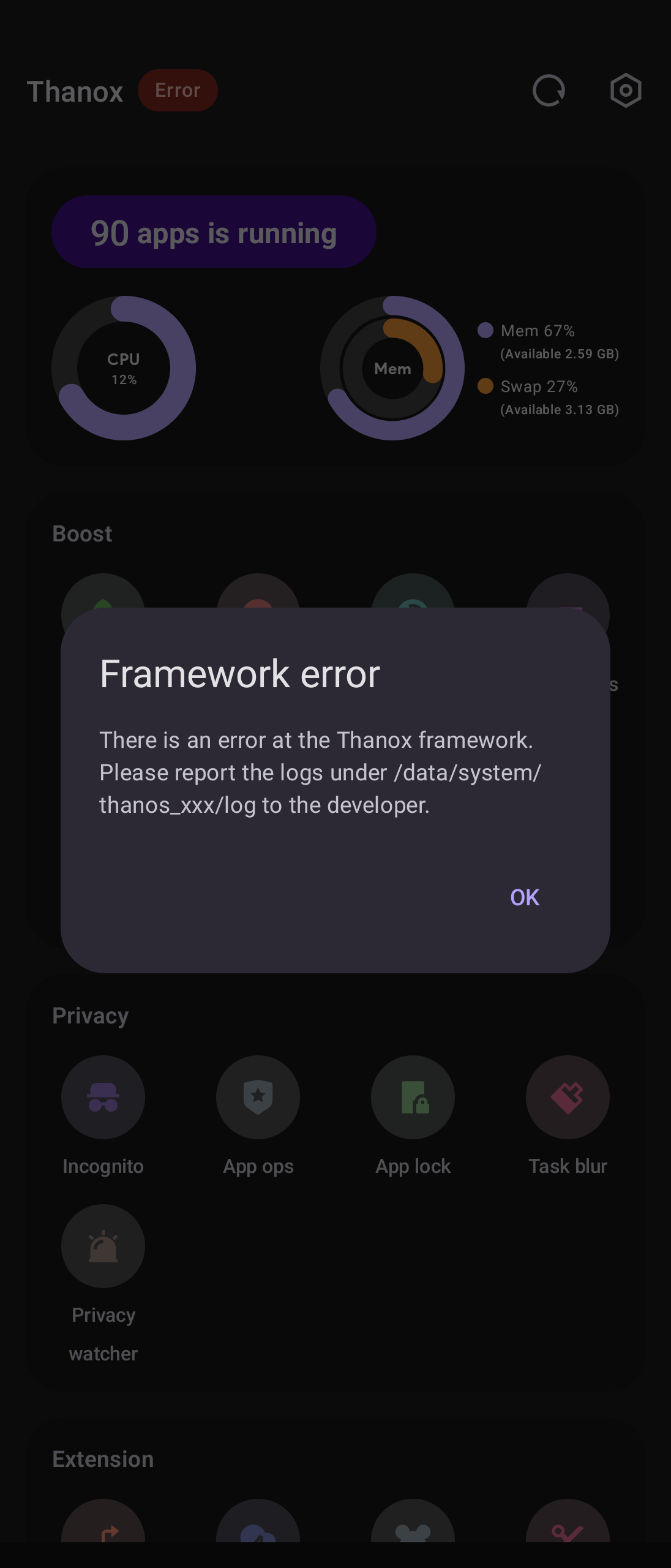 Framework error · Issue #640 · Tornaco/Thanox · GitHub