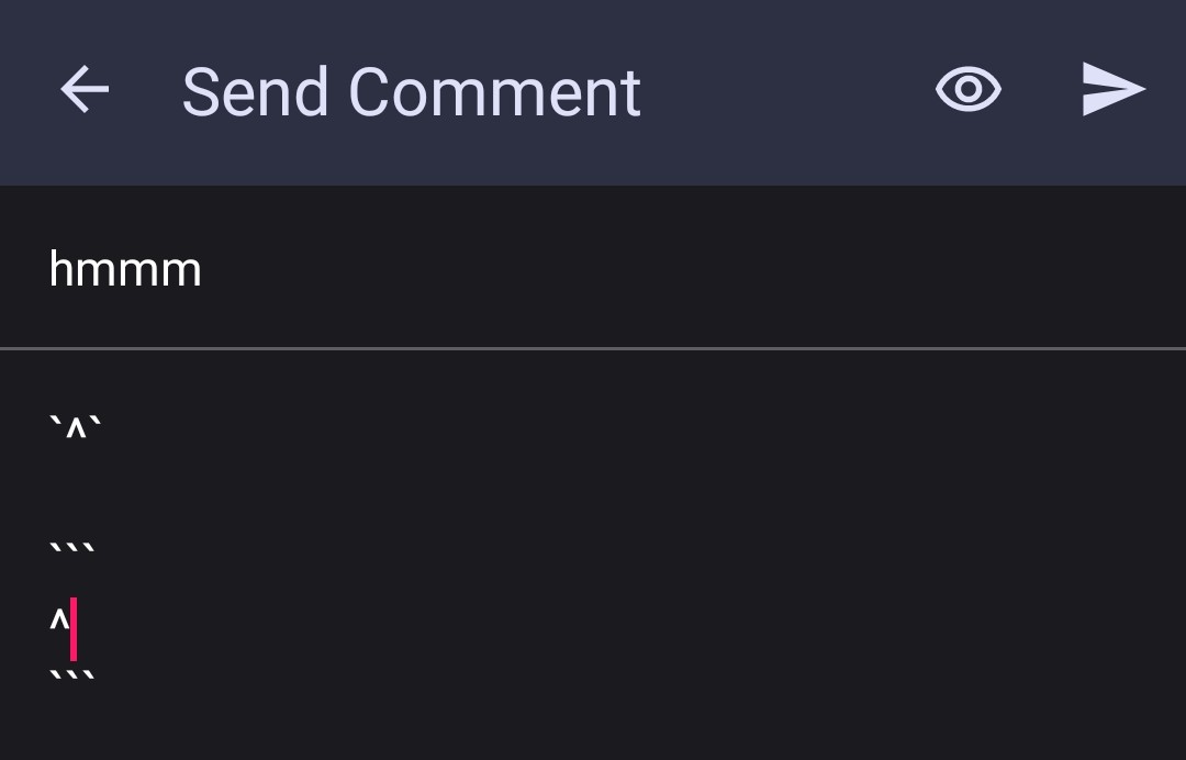 infinityforreddit-mardown-code-caret
