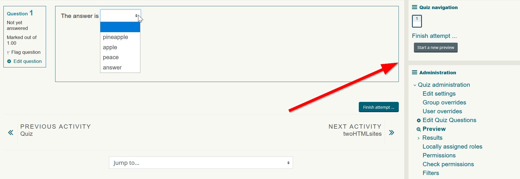 gapfill question type - Moodle blocks appear under question and run ...