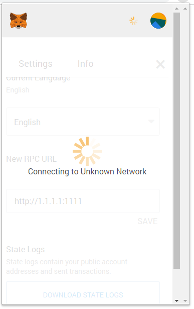 metamask connecting forever after login customrpc
