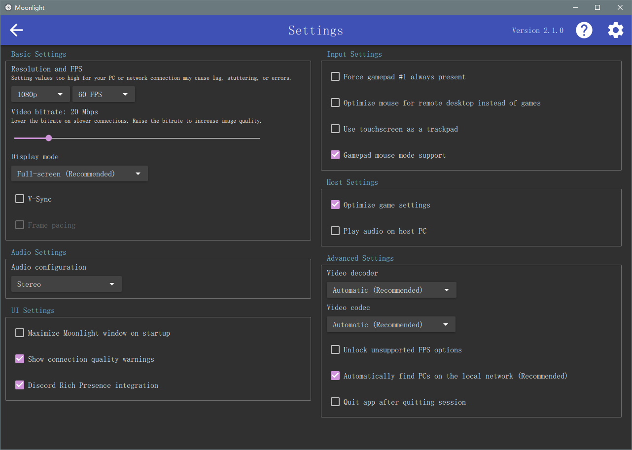 moonlight for windows Version2.1.0 did't work on wondows10 2004 · Issue ...
