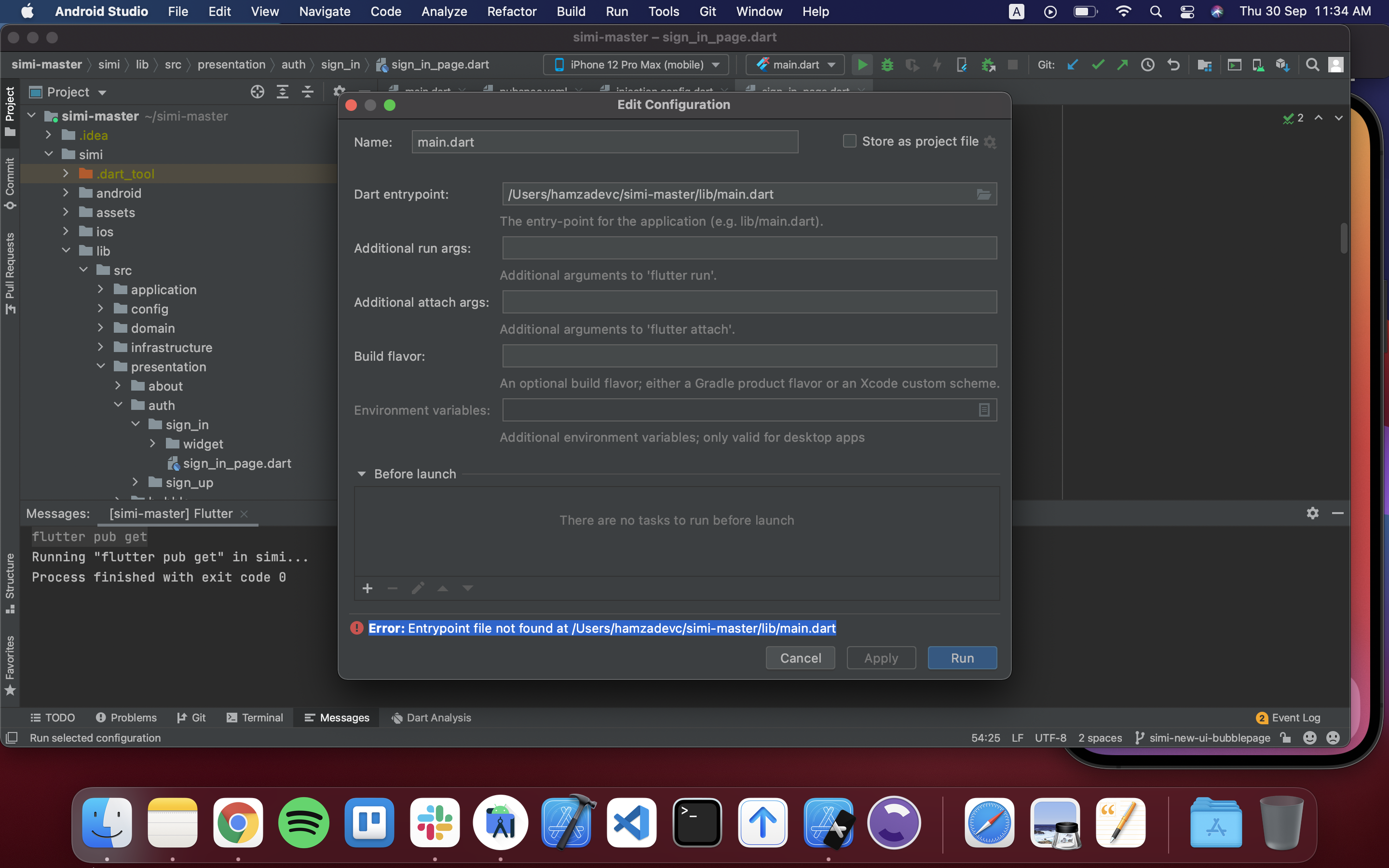 Error: Entrypoint file not found at /Users/hamzadevc/simi-master/lib ...