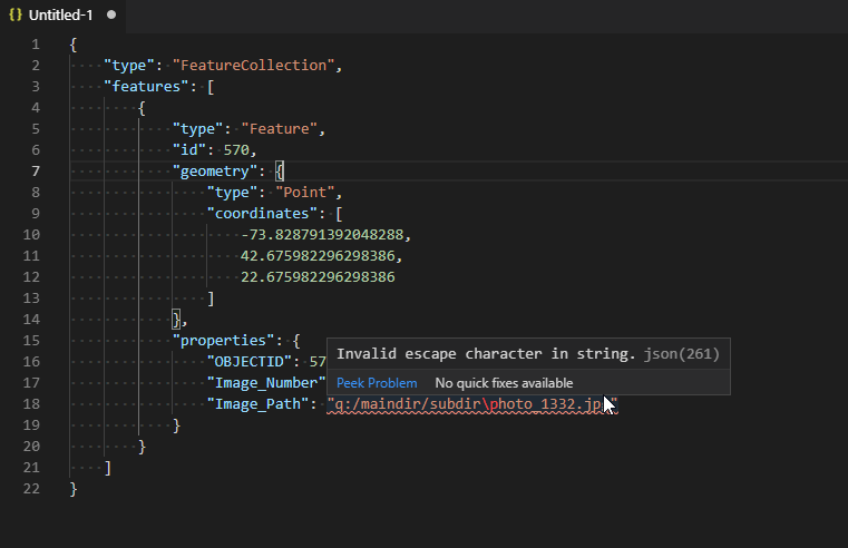 backslashes in geojson properties cause parsing to fail · Issue #37 ...