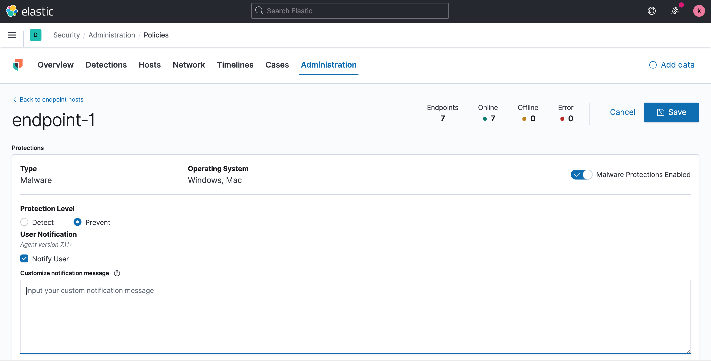 Endpoint Policy page doesn't render correctly for User Notification ...