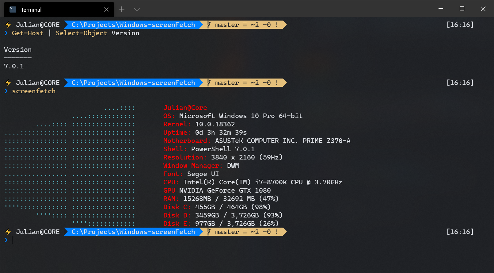 Does not run properly on Powershell 7.0.1 · Issue #38 · JulianChow94 ...