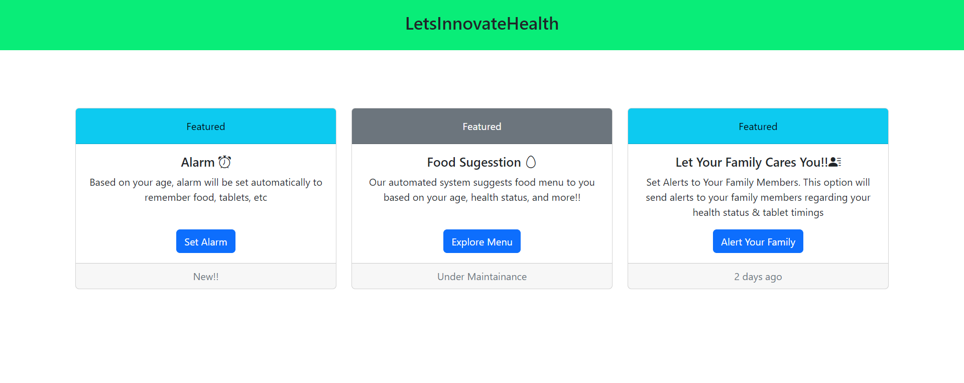 GitHub - kirannani168/LetsInnovateHEALTH: Developing website for senior ...