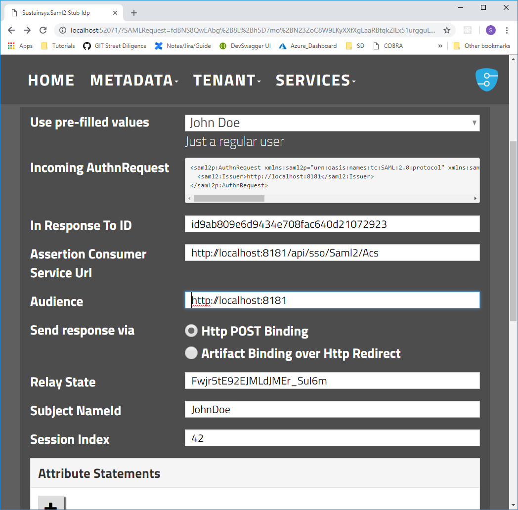 Received message contains unexpected In Response To "".No cookie preserving state from the