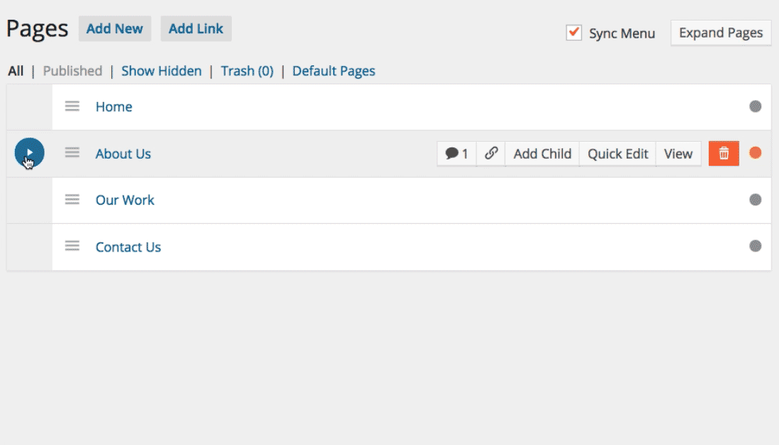 Dl content. Pages default. nested. download content. sorting page.