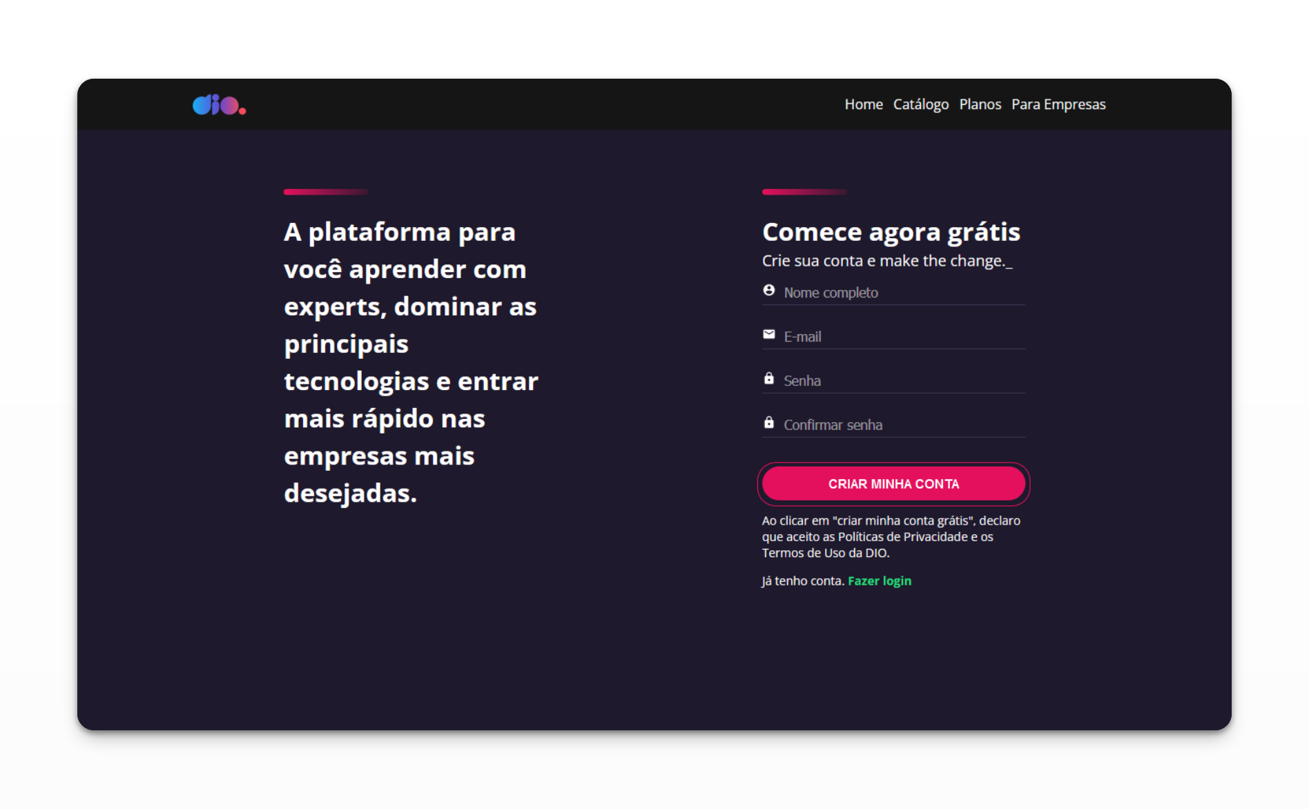 Página de cadastro