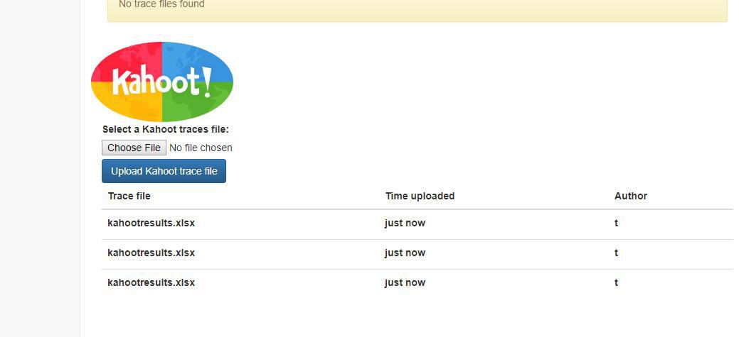 Kahoot uploaded files