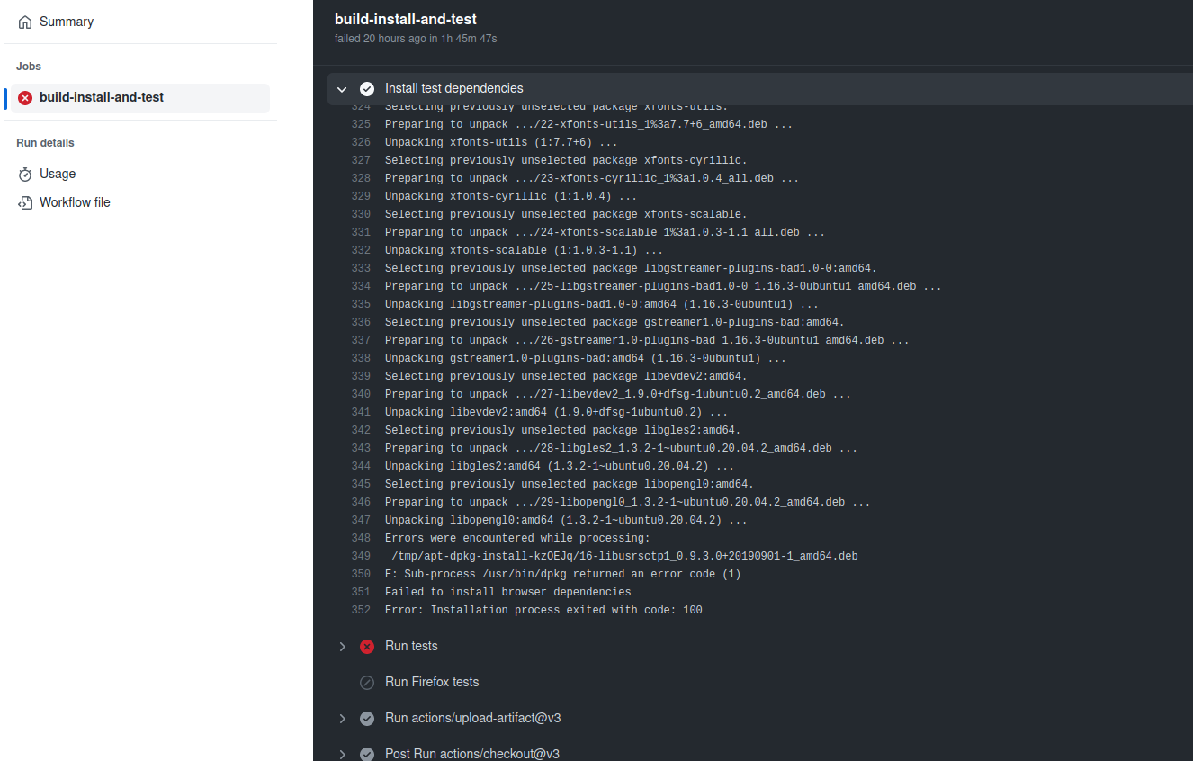 fix automated-tests: Failed to install browser dependencies by ...