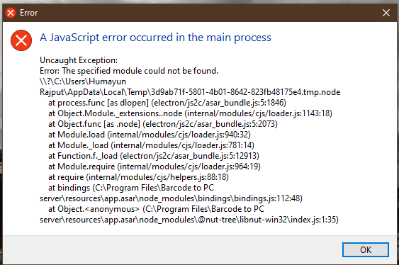 Error when launching version 4.1.0. · Issue #370 · fttx/barcode-to-pc ...