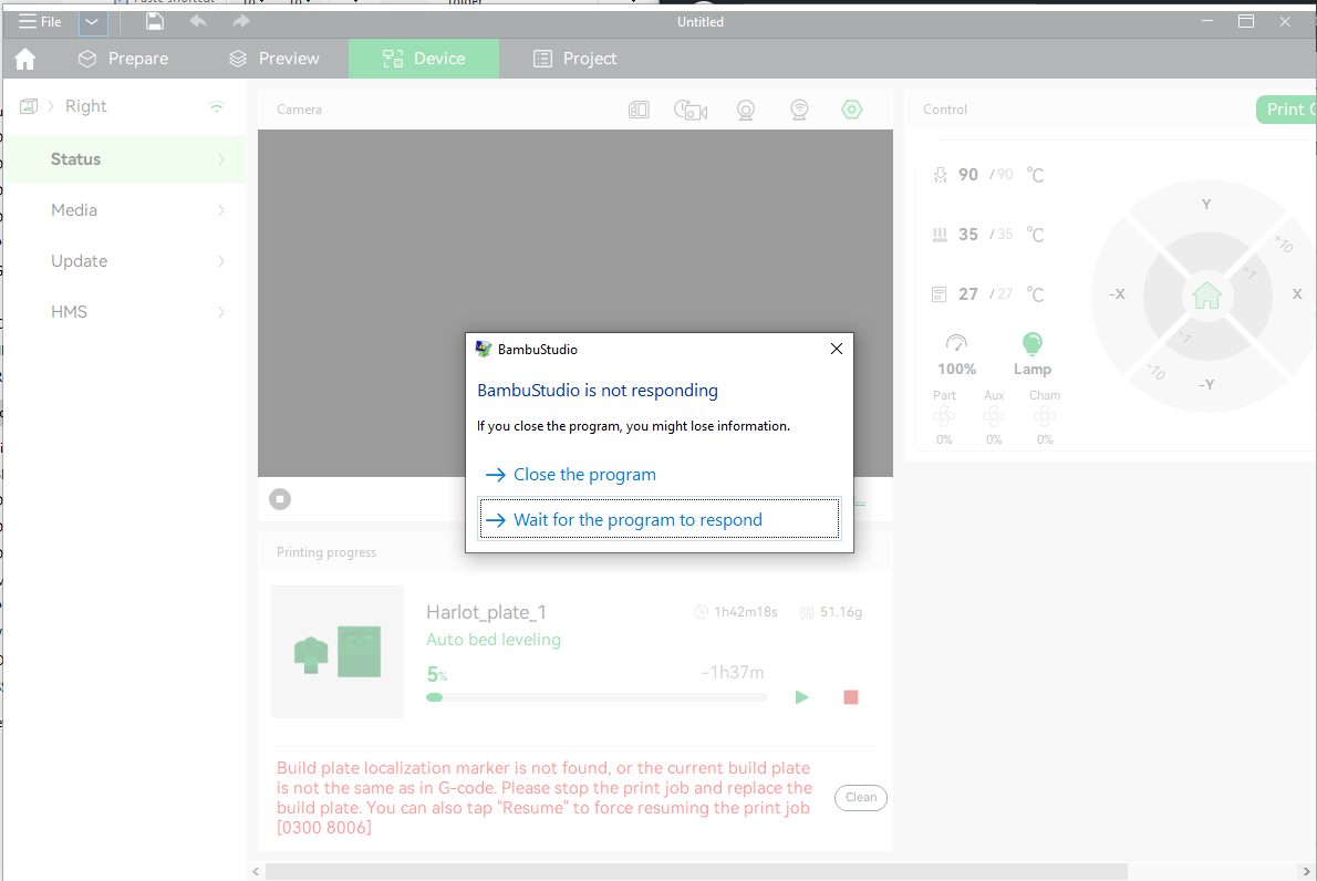 Opening camera feed crashes BambuStudio 1.4.0.17 · Issue #909 ...