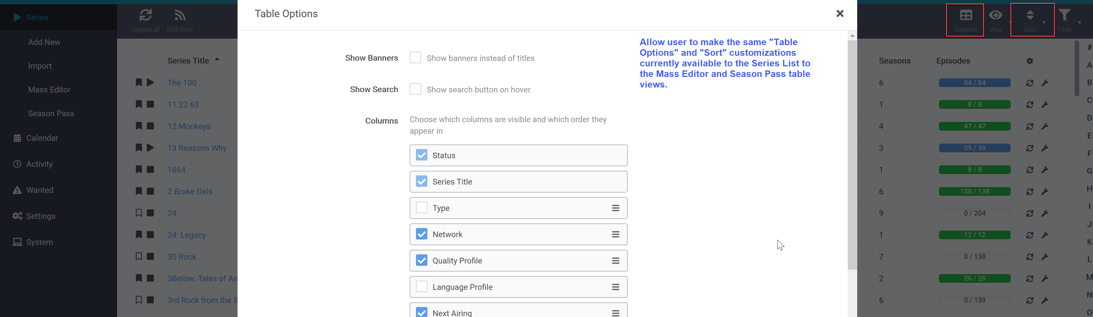 Unify custom filter options across all series table views · Issue #3548 ...