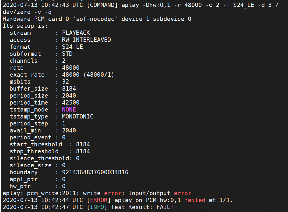 [BUG][BYTNOCODEC]Input/output error when aplay via (0,1) using format