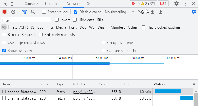 network tab throttled but console is going crazy, and CPU usage is peaking