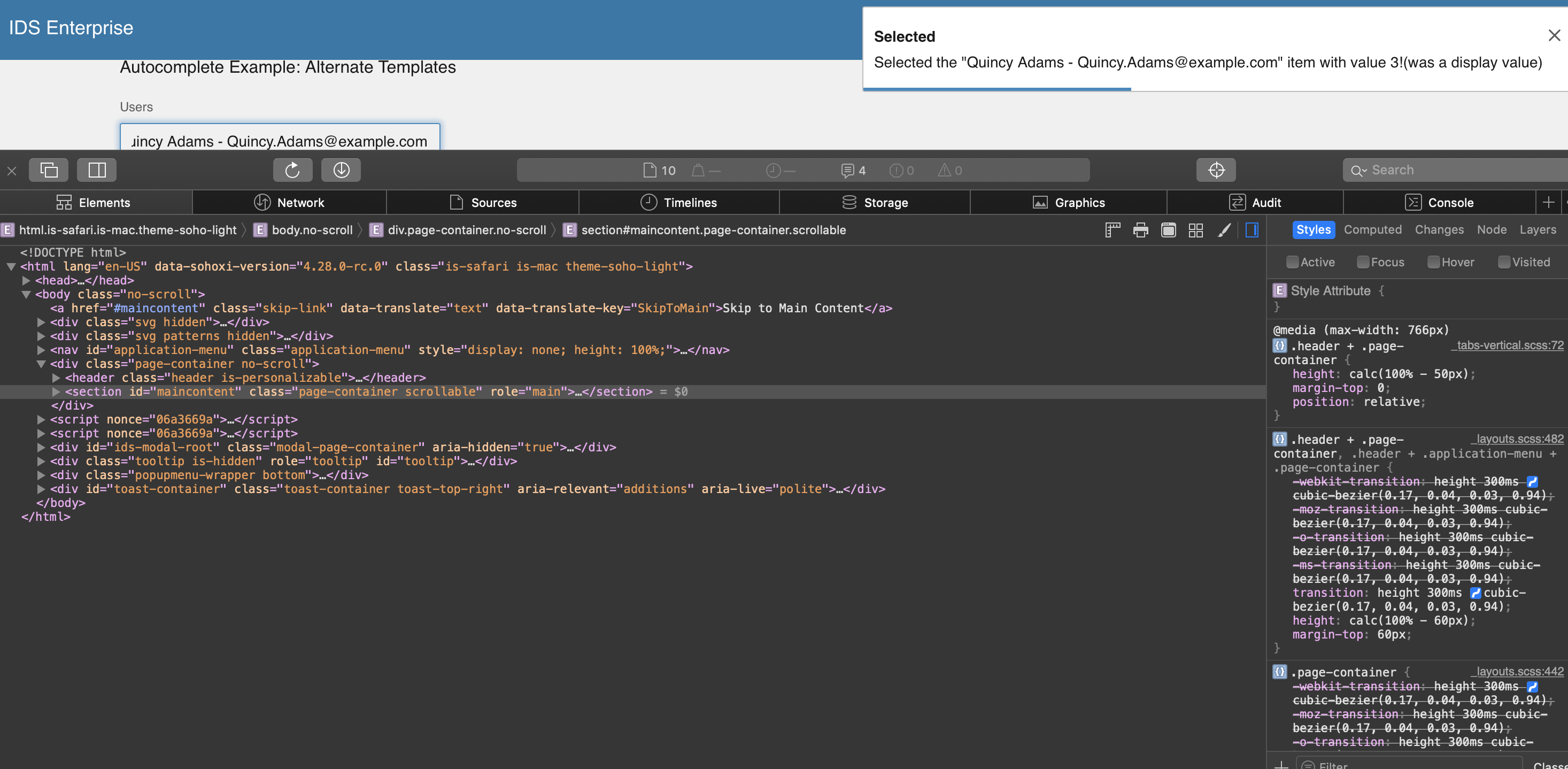 Selected event not fired when partially overflowing its parent · Issue 3072