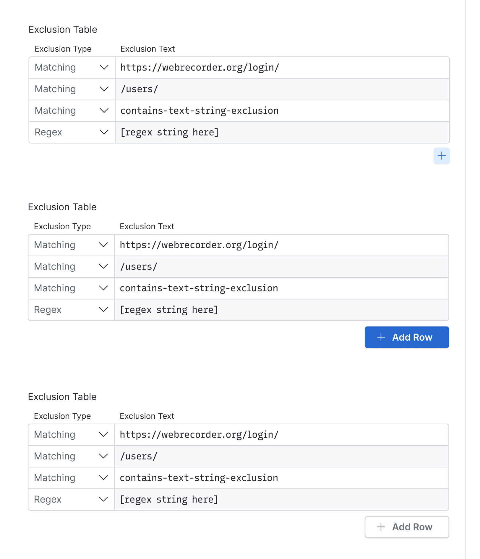 Configure exclusions in crawl template · Issue 320 · webrecorder