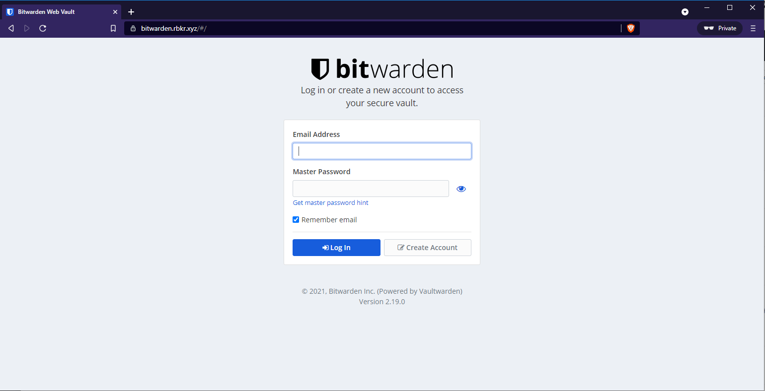 bitwarden docker container