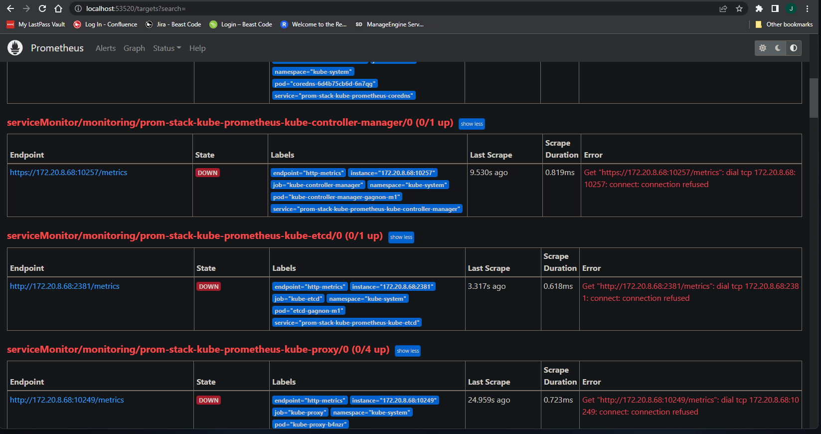 Prometheus cannot access/scrape kube-* services on master nodes · Issue ...