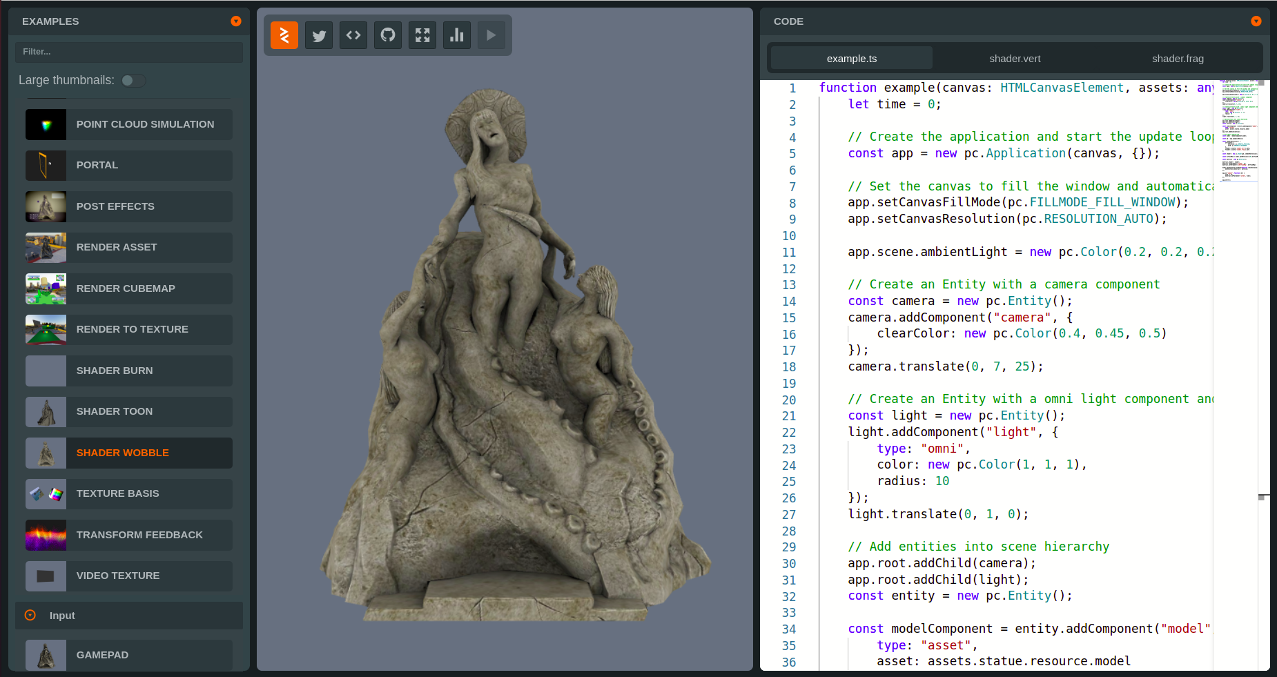 Examples Browser, missing horizontal scroll · Issue 3240 · playcanvas