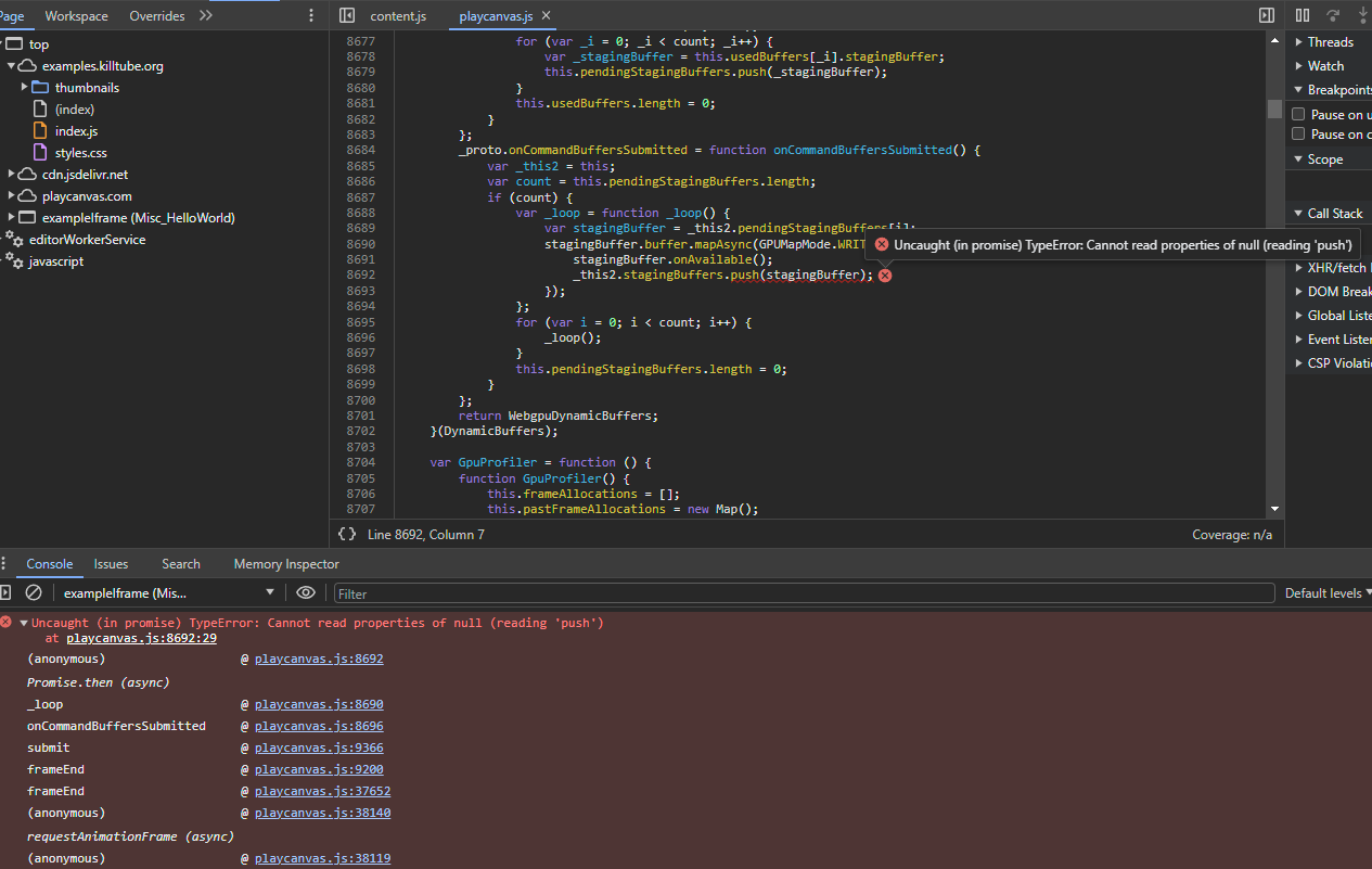Engine examples memory leak · Issue 5724 · playcanvas/engine · GitHub