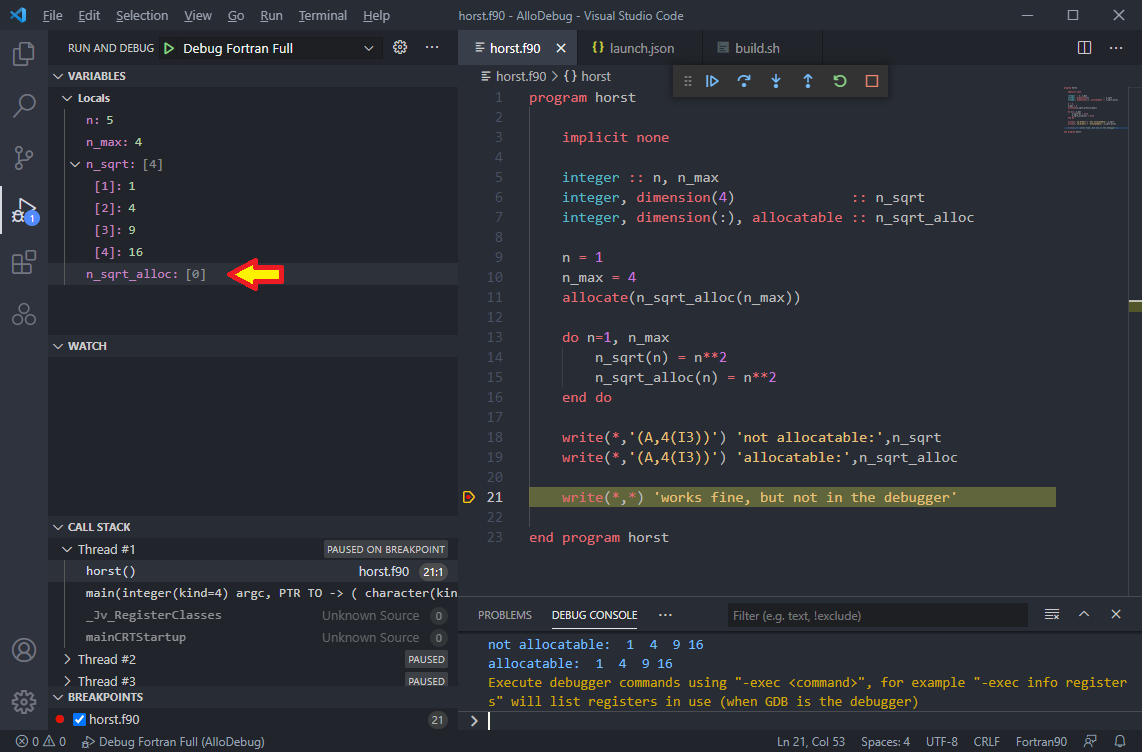 Gdb Debugger Allocatable Arrays Not Shown Githubmemory