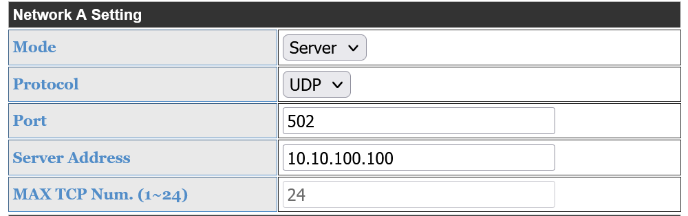 UDP settings