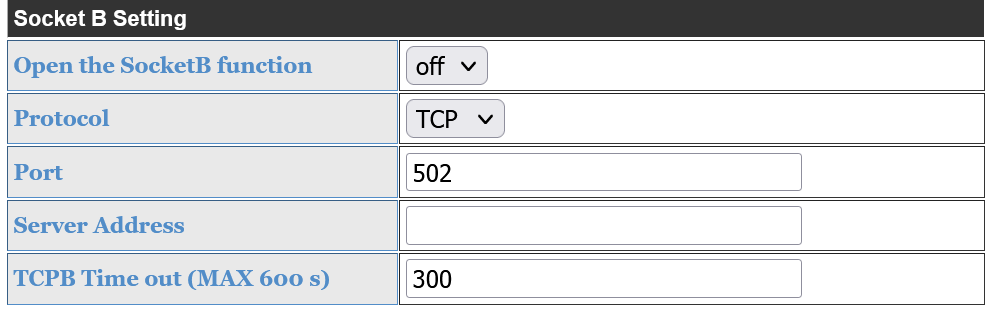 Socket B settings