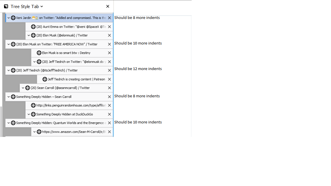 tree style tabs; 02 cropped screenshot with malfunctioning indents; Firefox crash recovery with TST v3 5 3; annotated