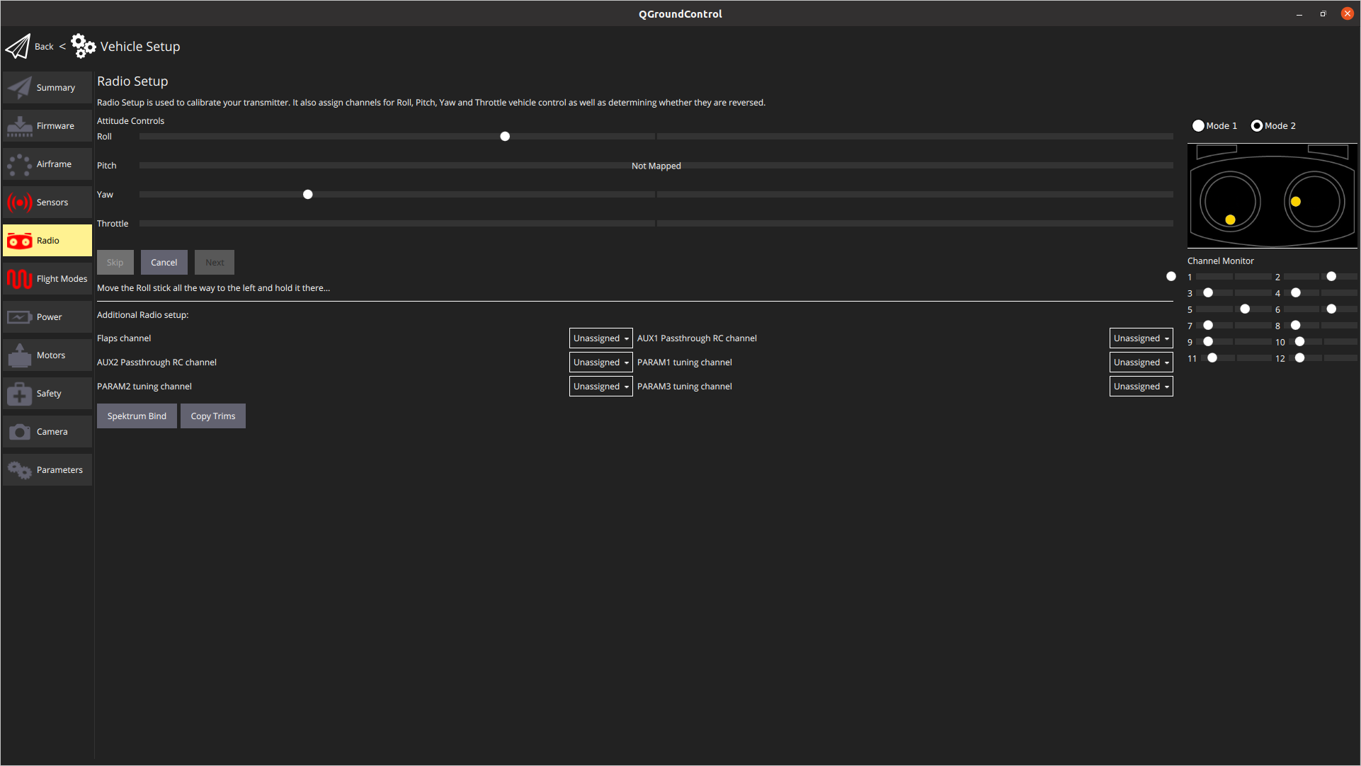 Cannot calibrate radio, even though valid(?) mavlink messages are being