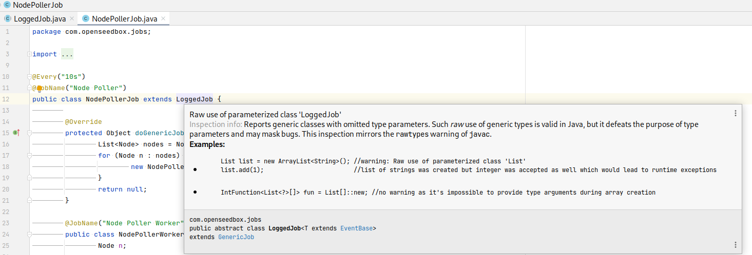 Job improvements: raw use of the parameterized class 'LoggedJob ...