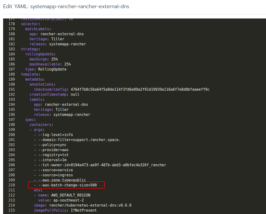 FR GlobalDNS/externaldns Allow setting of 'awsbatchchangesize' via Rancher UI · Issue
