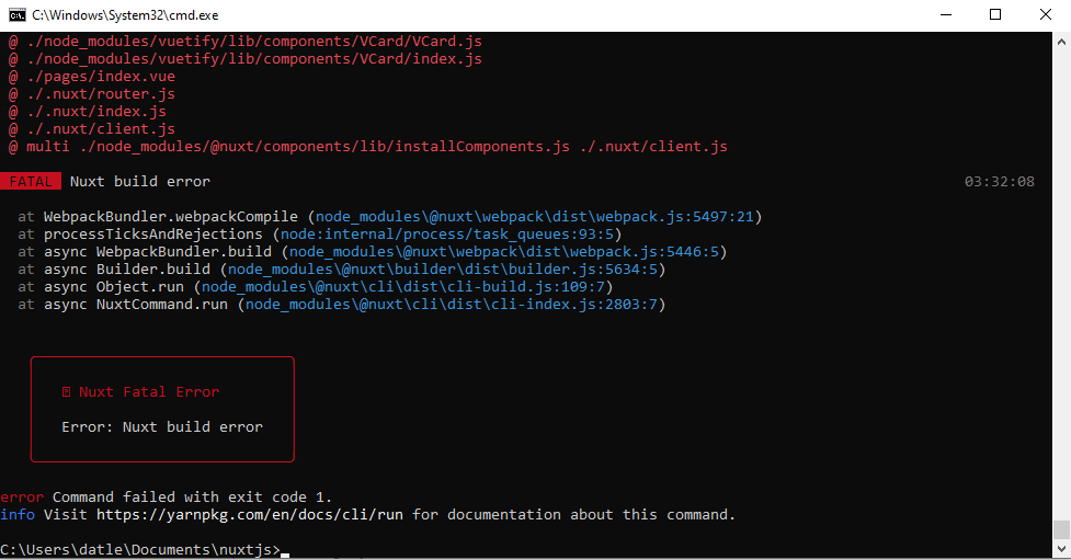 yarn build error · Issue #8613 · nuxt/nuxt · GitHub