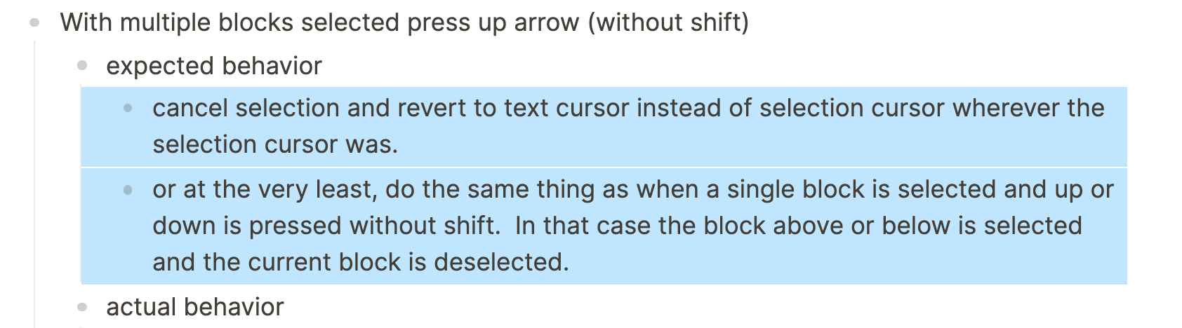 Current cursor position forgotten when navigating out of "multi ...