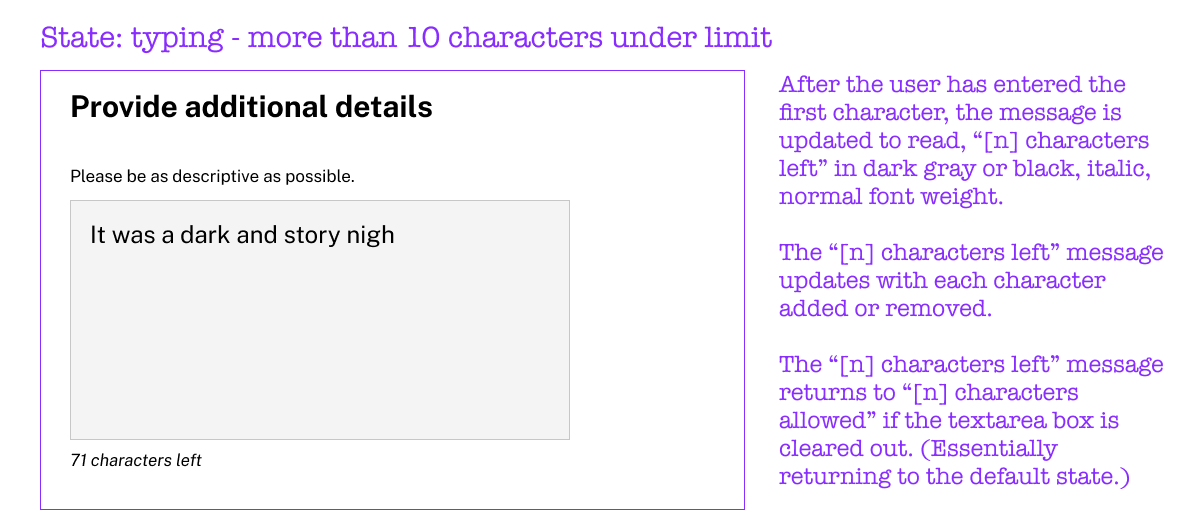 Create a character limit component. · Issue #3349 · uswds/uswds · GitHub