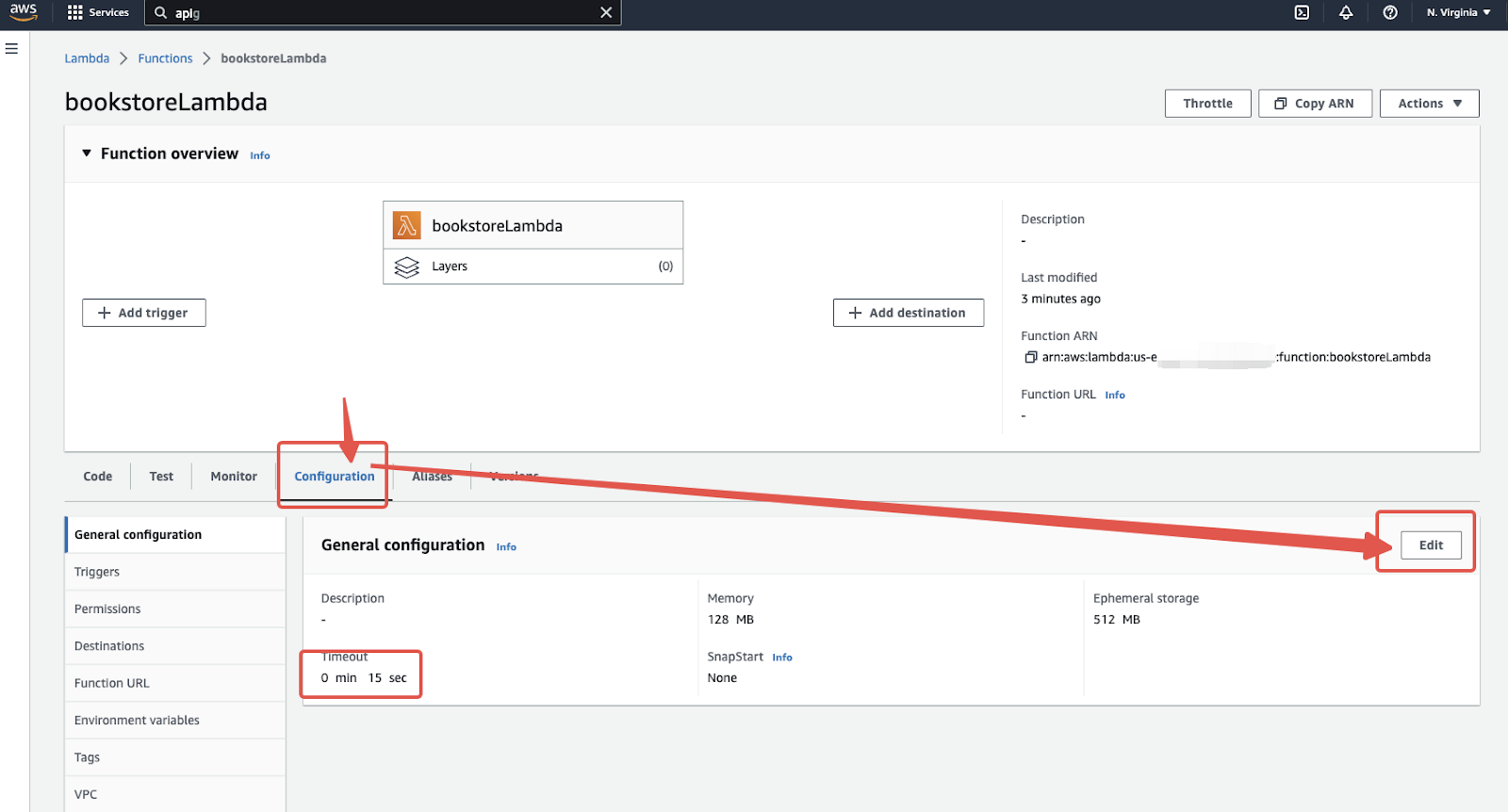Choose Configuration and then Edit