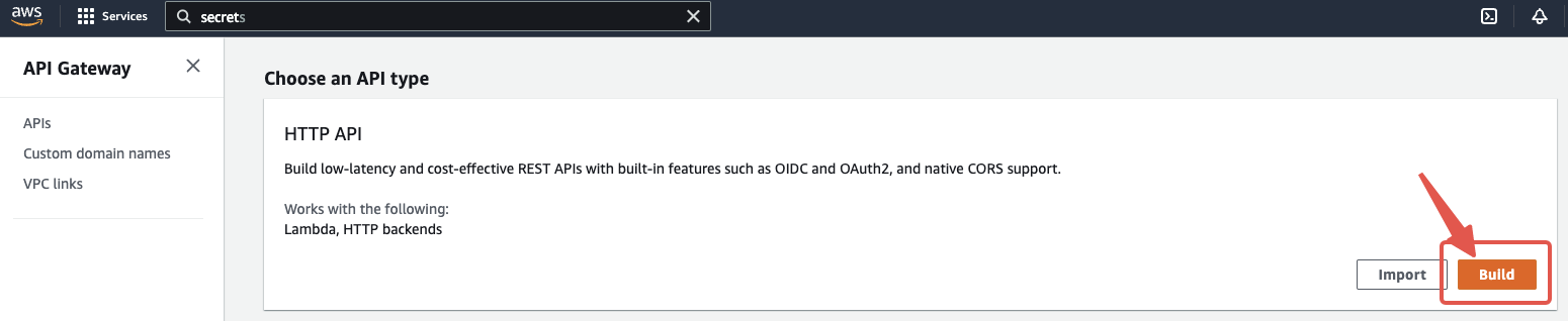 Choose HTTP API type