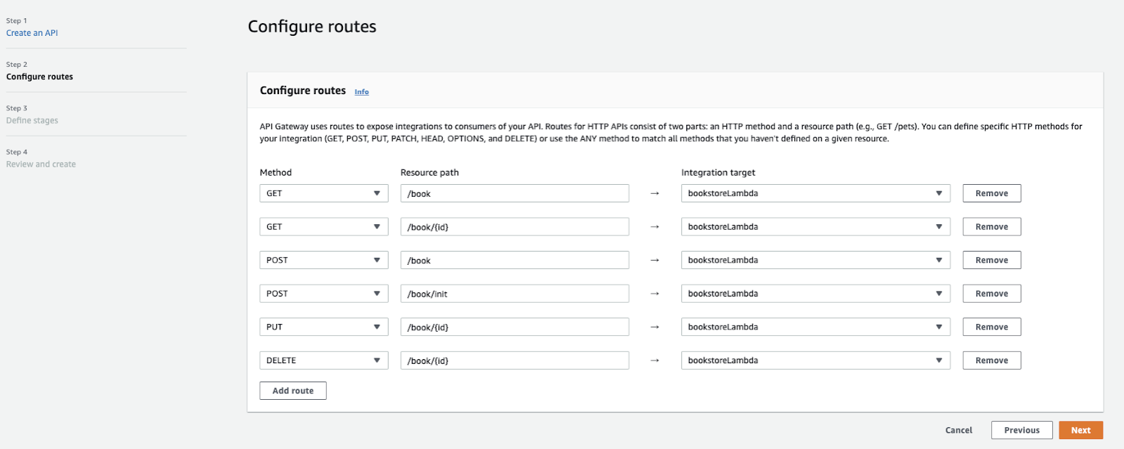 Configure routes