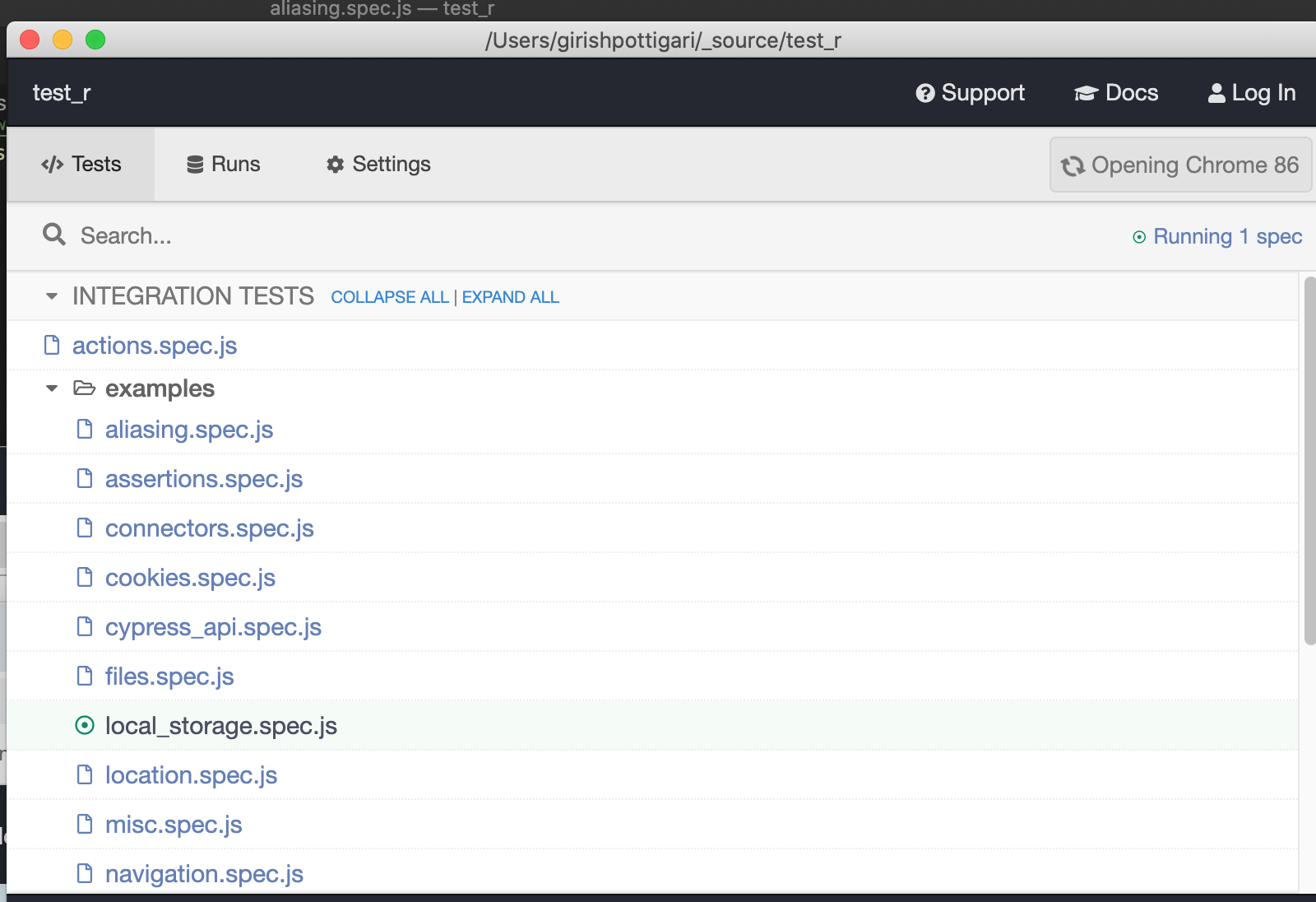 Example Console Test Runner Javascript Browser Not able to run default test that come with test runner , chrome just ...