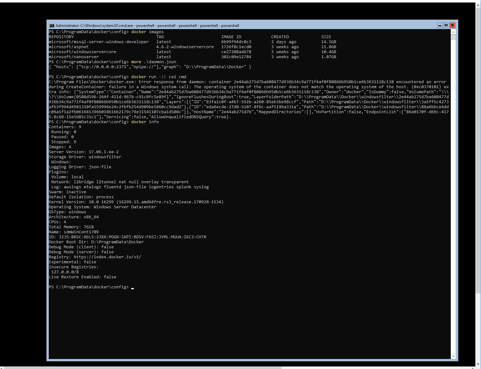 Containers wont run in Azure Windows Server Core 1709 VMs after ...