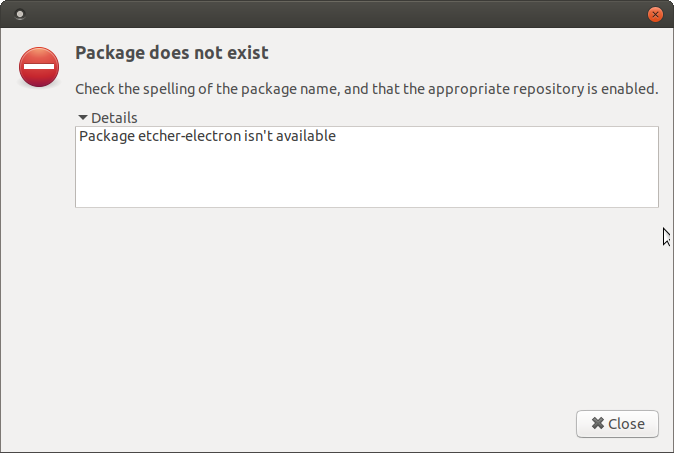etcher-package-not-available