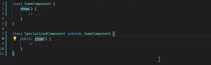 noImplicitOverride quick fix puts the keyword in the wrong spot · Issue ...