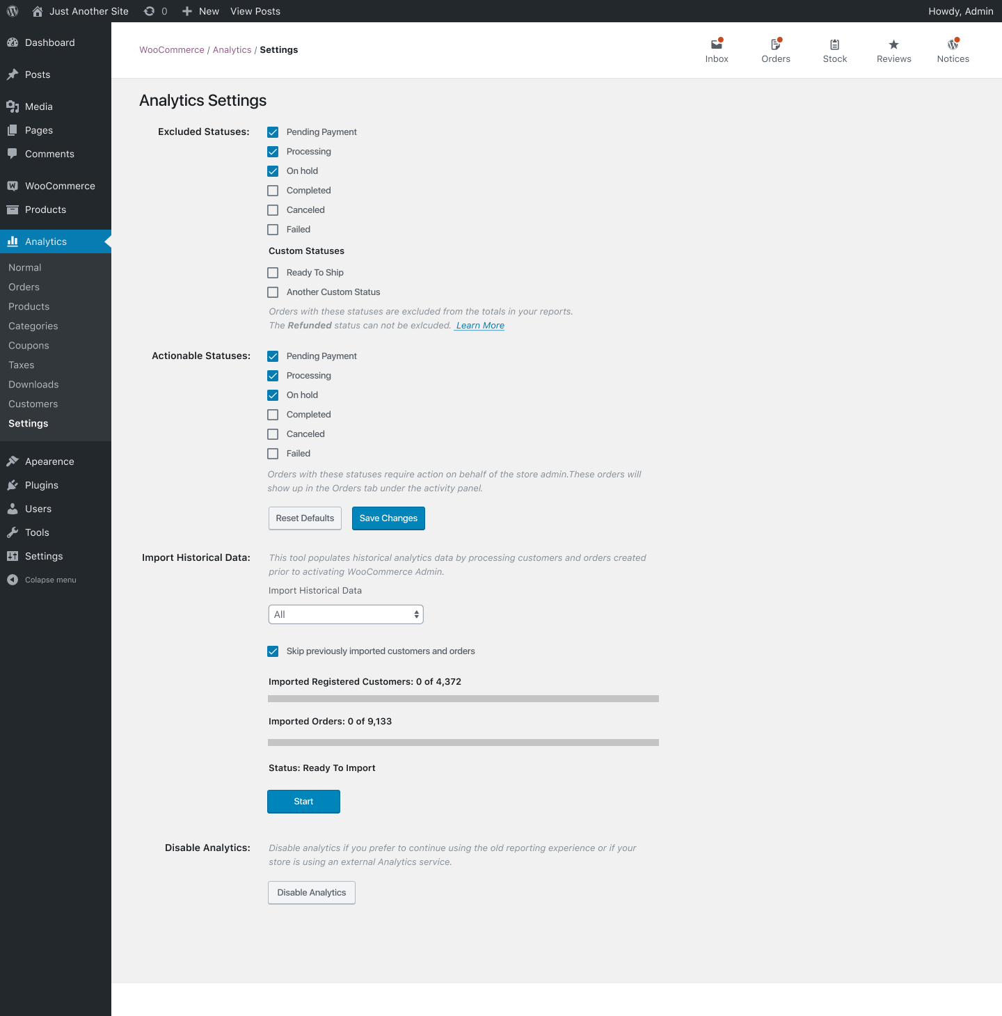 Analytics Add Setting to Disable New Analytics · Issue 2223