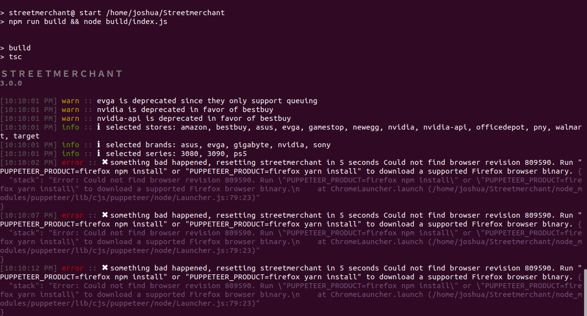 Running in Linux Throws an Error · Issue #798 · jef/streetmerchant · GitHub