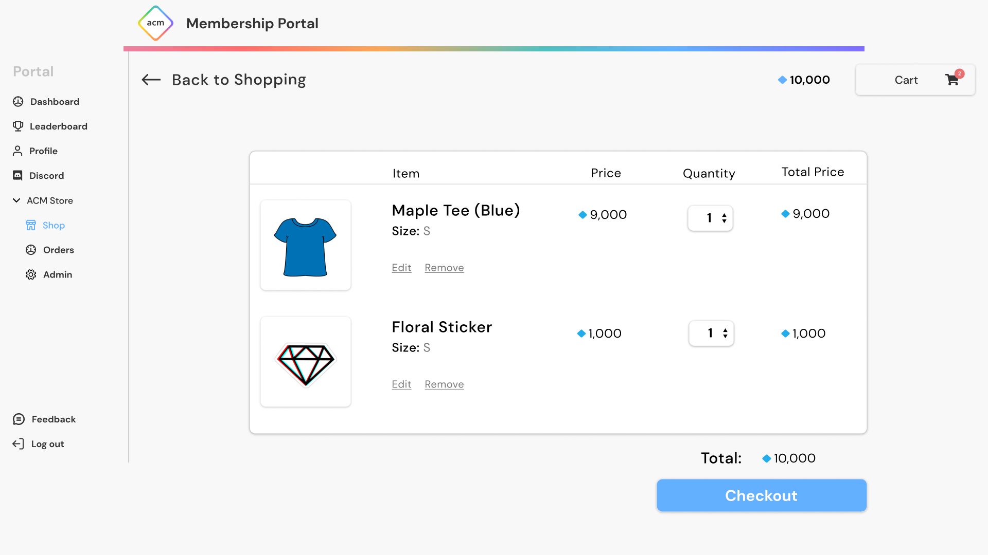 Cart Page · Issue #468 · acmucsd/membership-portal-ui · GitHub