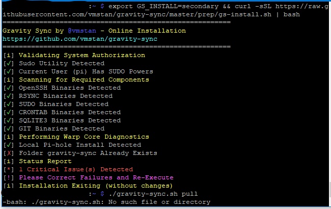 Critical error running EXPORT command and commands from the home ...