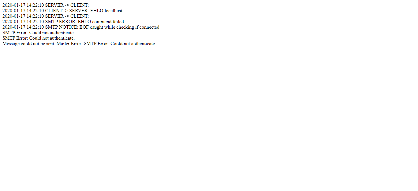 Message could not be sent. Mailer Error: SMTP Error: Could not ...